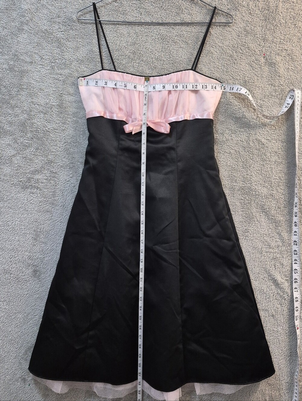 Vintage Zum Zum by Niki Livas Pink Black Satin Bow Cocktail Dress Size 3-4 90s - Picture 5 of 5